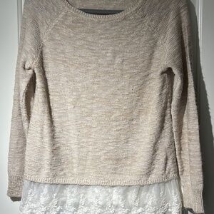 89th & Madison Cream and Lace Sweater